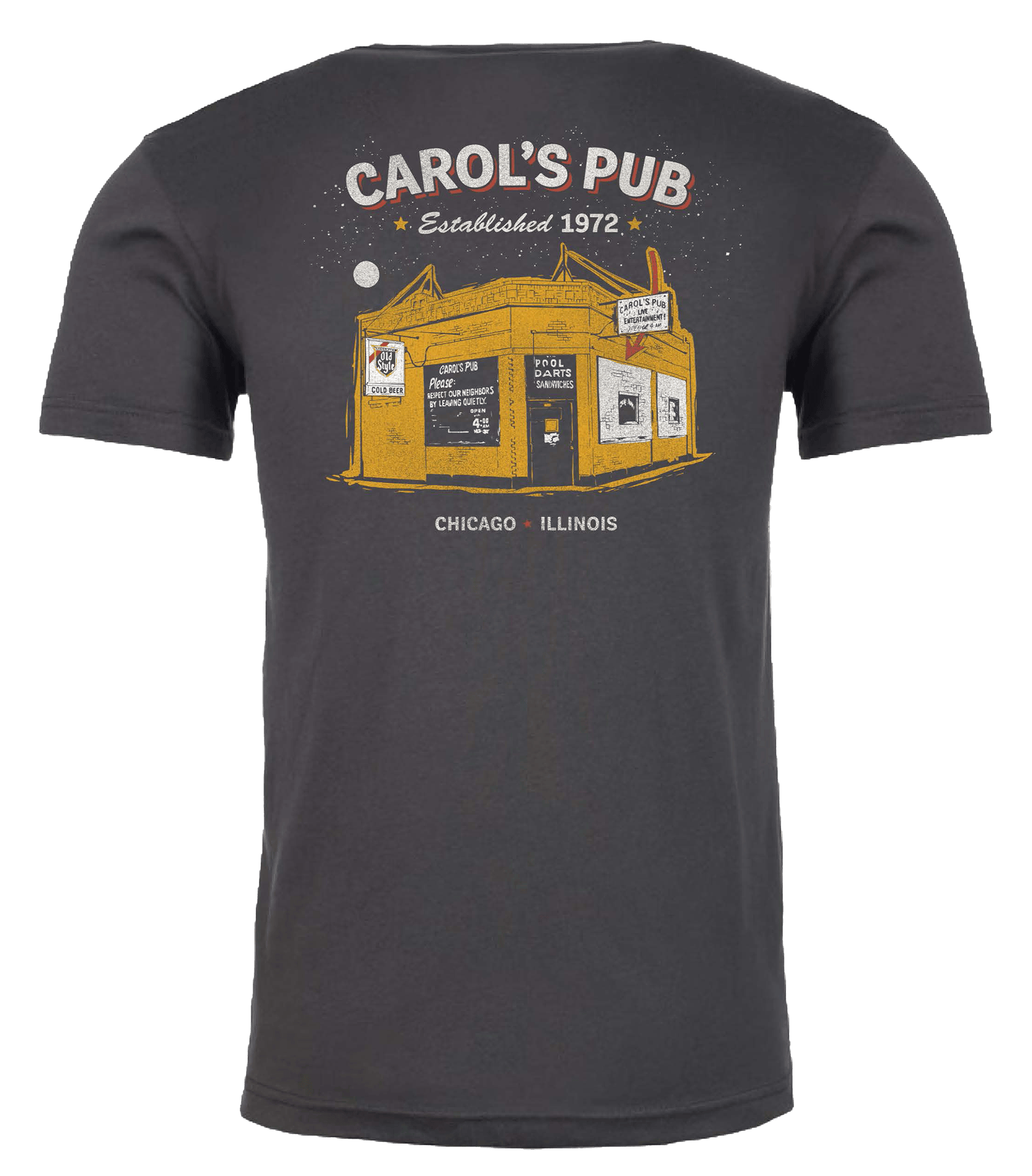 Back of shirt with pocket design from Carol's Pub