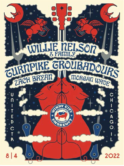 Willie Nelson Windy City Smokeout Poster 2022